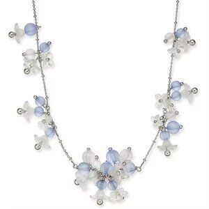 Womens kate spade Blue And Purple Mix Beads With Clear Flowers Necklace